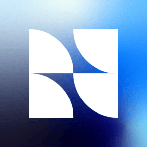 Abstract Blue Vineyard logo with geometric shapes and gradient background.
